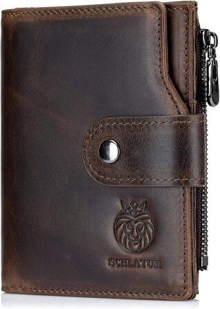 MsiDtsoy Leather Wallet for Men, with RFID Protection, Genuine Leather Wallet for Men, Cardholder, Wallet, Billfold, Vertical Leather Wallet, Vintage Leather Cardholder with Gift Box