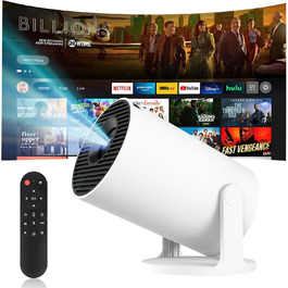 4K Міні-проектор HY300Pro+: Портативний відеопроектор для домашнього кінотеатру з Wi-Fi 6, Bluetooth 5.0, Android 11 та автоматичною корекцією трапецеїдальних спотворень (170 ANSI Lumen)