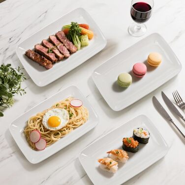 Набір Foraineam з 8 прямокутних порцелянових тарілок 8 дюймів (20x12x2.5 см) - для десерту, закусок, салатів