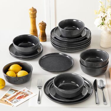 Набір посуду Steingut vancasso ANYA, 18 предметів, сірий (6 персон)