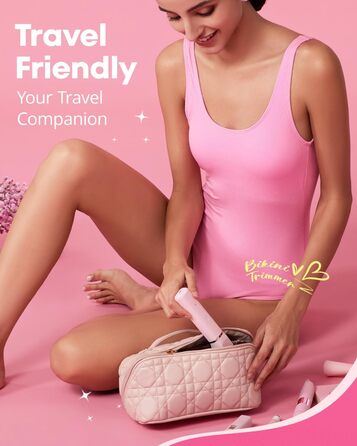 Електричний триммер для бікіні VG VOGCREST: безболісний жіночий депілятор для тіла, для рук, ніг, пахв та інтимної зони (рожевий, рожеве золото)