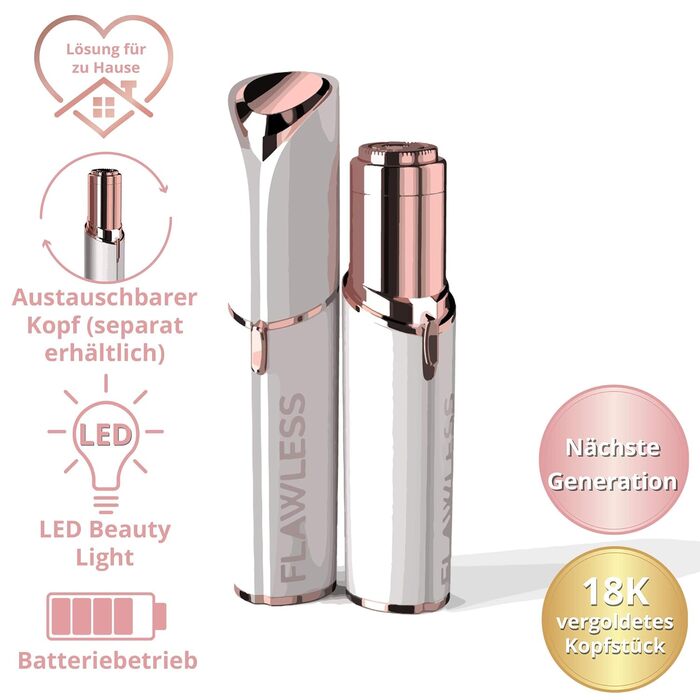 Електричний жіночий триммер для обличчя Finishing Touch Flawless Face - безболісне видалення волосся для чутливої шкіри, білий