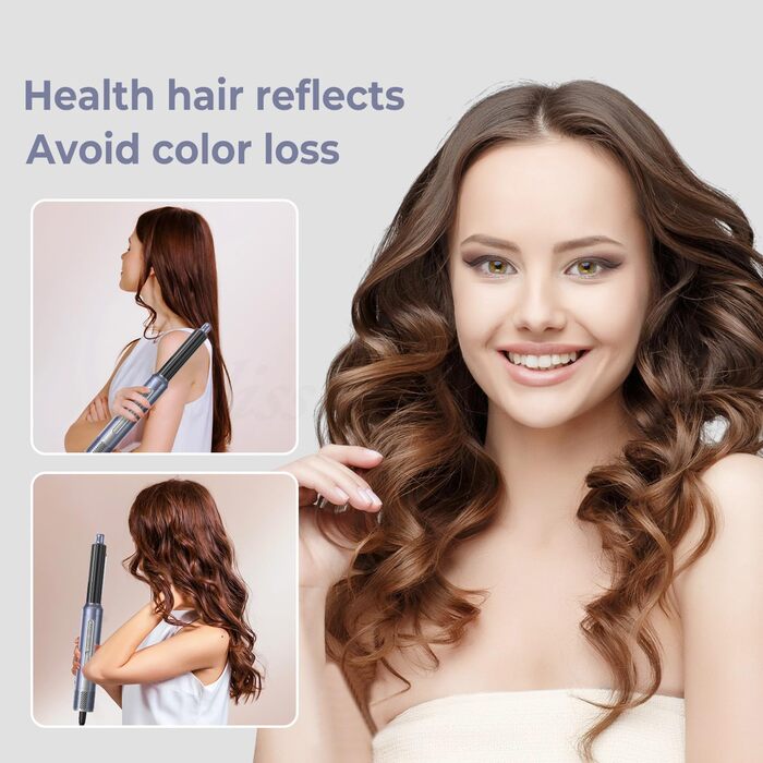 Набір для укладки волосся 6 в 1: фен-щітка, плойка, іонізація, холодний/теплий режим, 110000 обертів/хв, тиха срібна модель