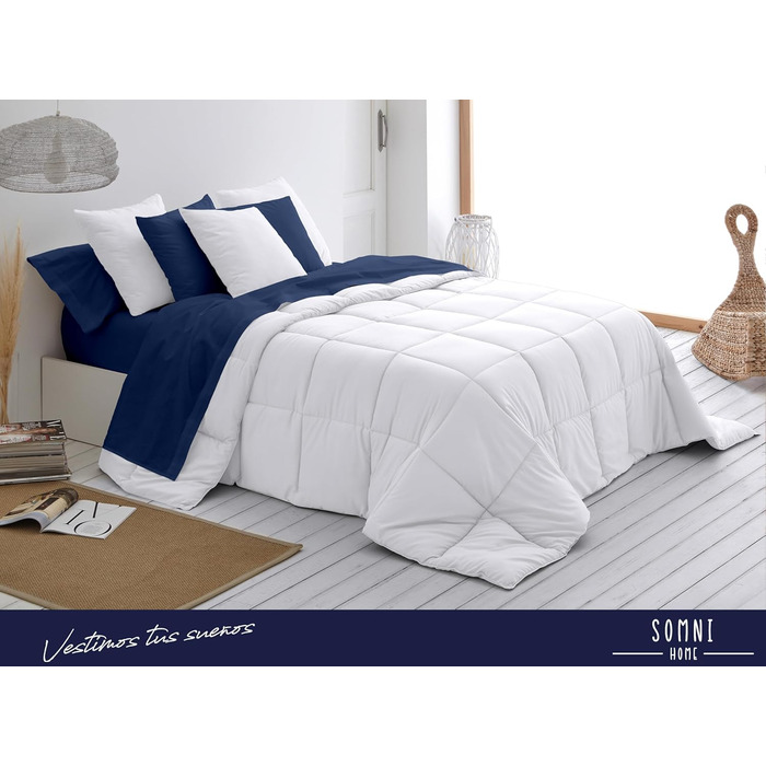 Двоколірна ковдра SOMNI HOME 180x260 см, стьобана, як пух, для односпального ліжка, 80/90 см, реверсивна, тепла, легка, 400 г/м², бежево-піщана