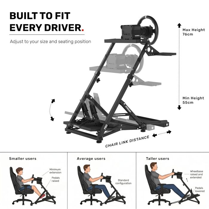 Ігровий стійка для керма GT Omega PRO Wheel Stand з посиленою педальною платформою, тримачем КПП та фіксатором крісла, складана