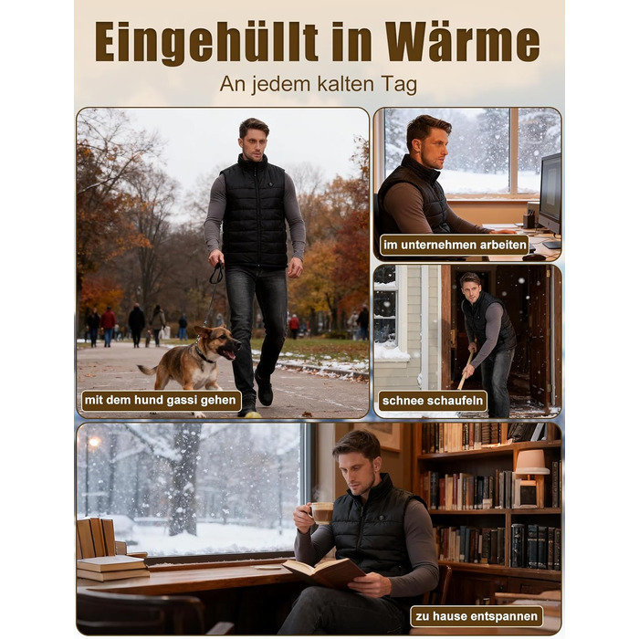 Обогревна жилетка Miss Doozy з Powerbank 10000mAh, 6 зон нагріву, 3 режими температури - для чоловіків та жінок, Outdoor, мотоцикл, туризм, XXL