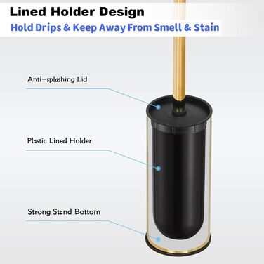 Набір для чищення унітазу з тримачем, нержавіюча сталь, для ванної кімнати (Золотий)