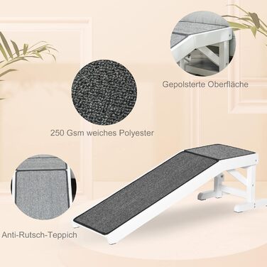 Рампа для собак PawHut – пандус для собак з антиковзким килимком, для автомобілів, позашляховиків та вантажівок (до 30 кг, 125 x 40 см)