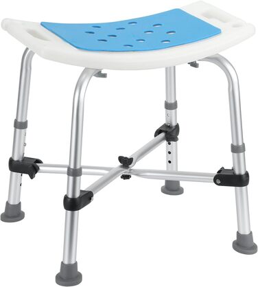 Ansobea Shower Stool for Seniors, Bath Stool, 7-Level Height Adjustable, 41-56 cm, Shower Chair with U-Shaped Hygiene Cutout, Bathroom Stool, Stable for the Shower (Type 5 Reinforced Space)
