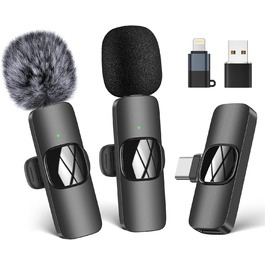 Беспроводной петличный микрофон HMKCH для телефона/iPhone/компьютера, USB-C, для видеоблогинга, TikTok, YouTube, с шумоподавлением, Plug-and-Play, K1CLU