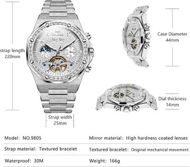 Чоловічий наручний годинник OLEVS G9805 аналоговий, сталевий браслет, білий циферблат, водонепроникний, з календарем та підсвіткою