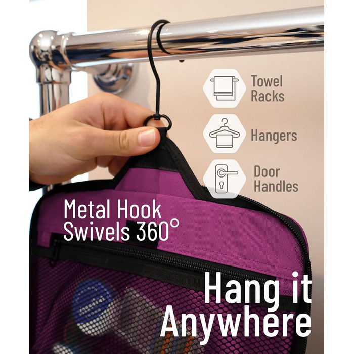 Органайзер для косметики та туалетних аксесуарів D&D – Розкладний дорожній органайзер для жінок та чоловіків (фіолетовий)