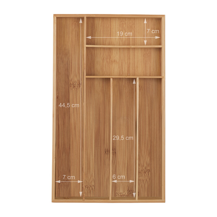 Relaxdays Bamboo Cutlery Box, 6 Compartments