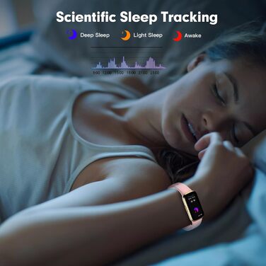 Фітнес-годинник з крокоміром, пульсометром та монітором сну. Розумний браслет-фітнес-трекер, смарт-годинник. Водонепроникний IP68, сумісний з Android та iOS. Для жінок, чоловіків та дітей. Рожевий колір.