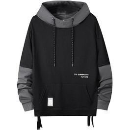 Худі чоловіче GURUNVANI з па́тчворком, чорний, розмір S