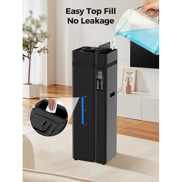 Зволожувач повітря великого приміщення 13л з аромадіфузором, 800ft², 100 годин роботи, автоматичне регулювання вологості, верхнє заповнення, тихий (35dB), режим сну, таймер 24 години