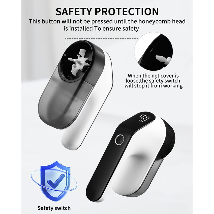 Електричний триммер для одягу Zawaer, 2000 mAh, видалення котушок, 3 швидкості, для одягу та меблів