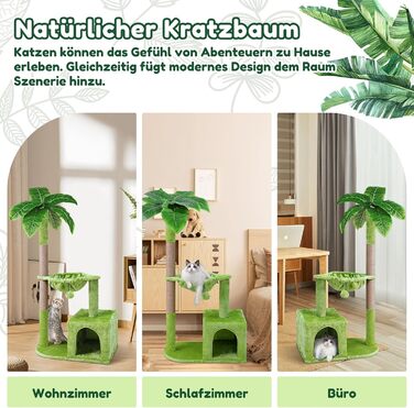 Дерево-кігтеточка для котів Kratzbaum Zvonema, 110 см, з гніздом, кошиком та іграшками, зелене