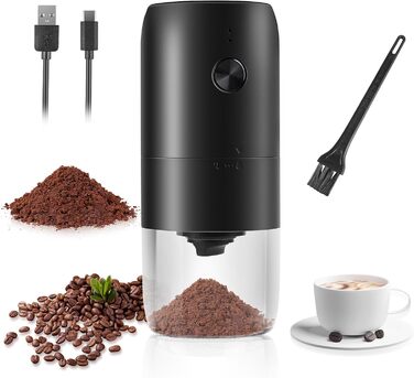 Weinsamkeit Coffee Grinder, USB Rechargeable Electric Coffee Grinder with Ceramic Burr Grinder Adjustable Coarseness Espresso Coffee Grinder Portable Electric Grinder for Coffee Beans Spices Beans