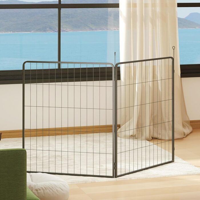 PawHut 2 шт. розширювальні панелі для огорожі для собак, 80 x 80 см, сталевий загін для цуценят та собак середніх розмірів, сірий (80 x 1,5 x 100 см)