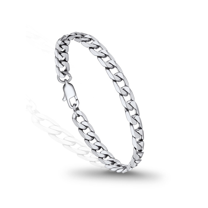 Чоловічий браслет-ланцюг PROSTEEL з нержавіючої сталі, класичний панцирний стиль, сріблястий, 19 см, ширина 6 мм