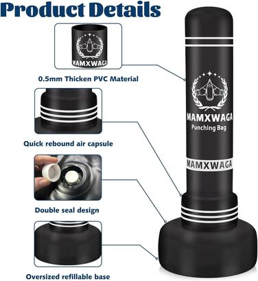 Боксерський мішок-лежак для дорослих, підлітків та дітей, 180 см. Надувний боксерський мішок з підставкою та електричним насосом для боксу, таekwondo, карате, муай-тай