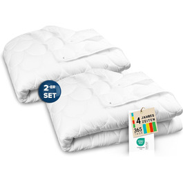ZOLLNER 2-Piece Set 4-Seasons Duvet Cover - Skin-Friendly and Breathable Day Blanket - with Snap Buttons - Polyester - Washable up to 60°C - 220x240 cm - Hotel Quality - Oeko Tex® Certified 2x 220 x 240 cm White