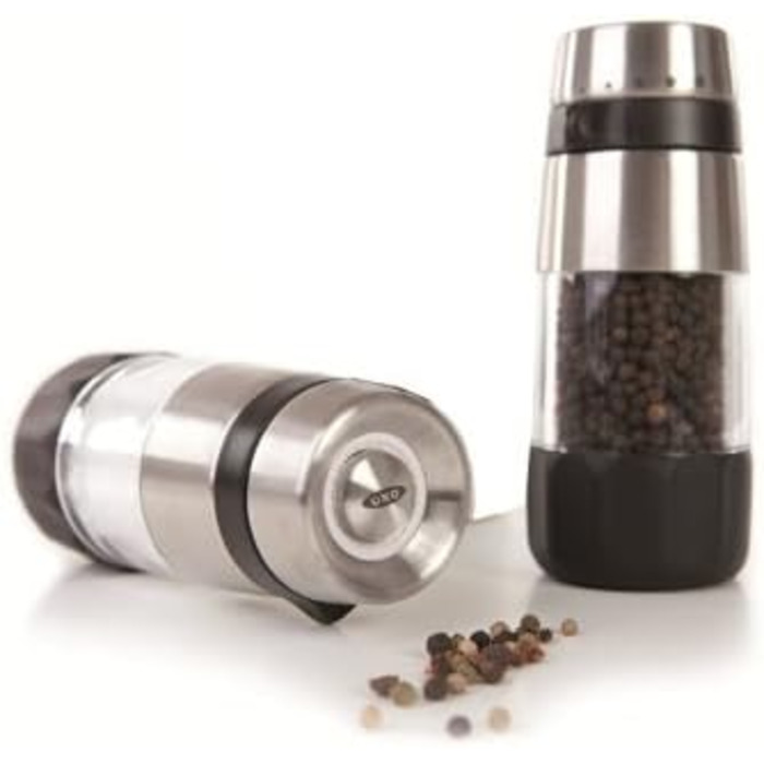 Соломолка OXO Good Grips Elegante з нержавіючої сталі, срібляста, регульований помел