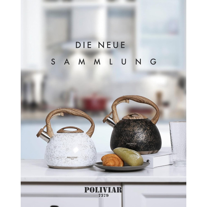 Електричний чайник Poliviar Moderne Induktion, 2.7L, нержавіюча сталь, чорне золото