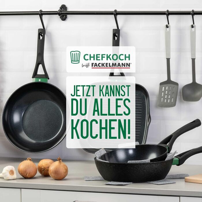 Grill-сковорода FACKELMANN Chefkoch Hamburg керамічна 28 см з антипригарним покриттям (алюміній, для всіх плит, духовки)