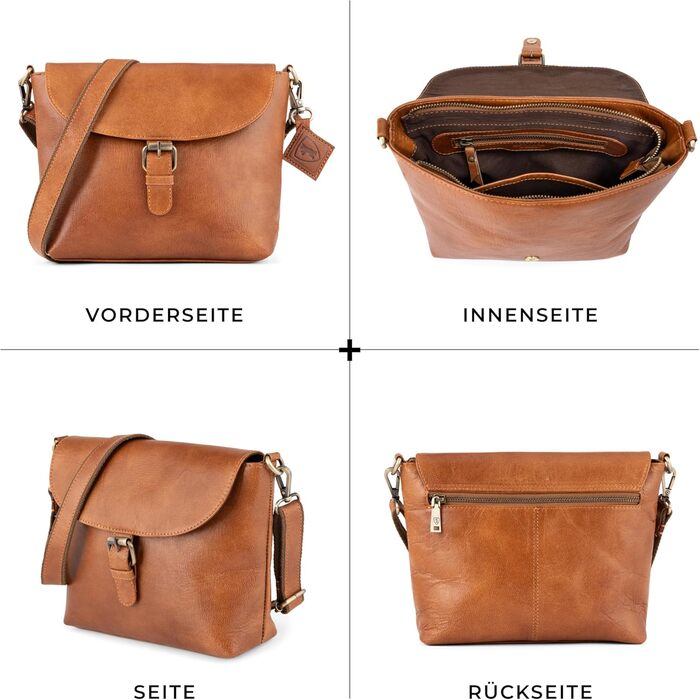 Сумка жіноча через плече Berliner Bags Catalina Vintage коричнева шкіра. Середня кросбоді сумка з магнітним закриттям