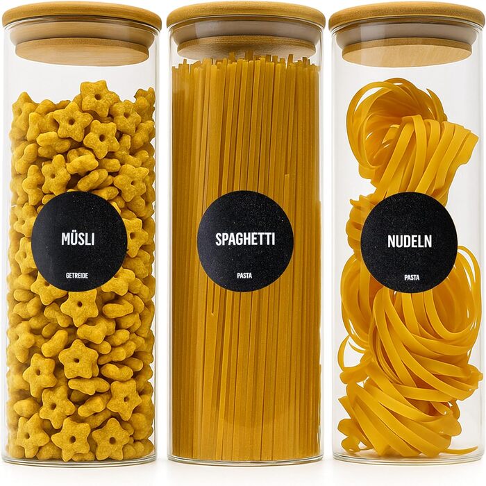 Набір контейнерів для зберігання Deco haus® 2 шт. 1.3л (з етикетками) - для кави, цукру, борошна, мюслі