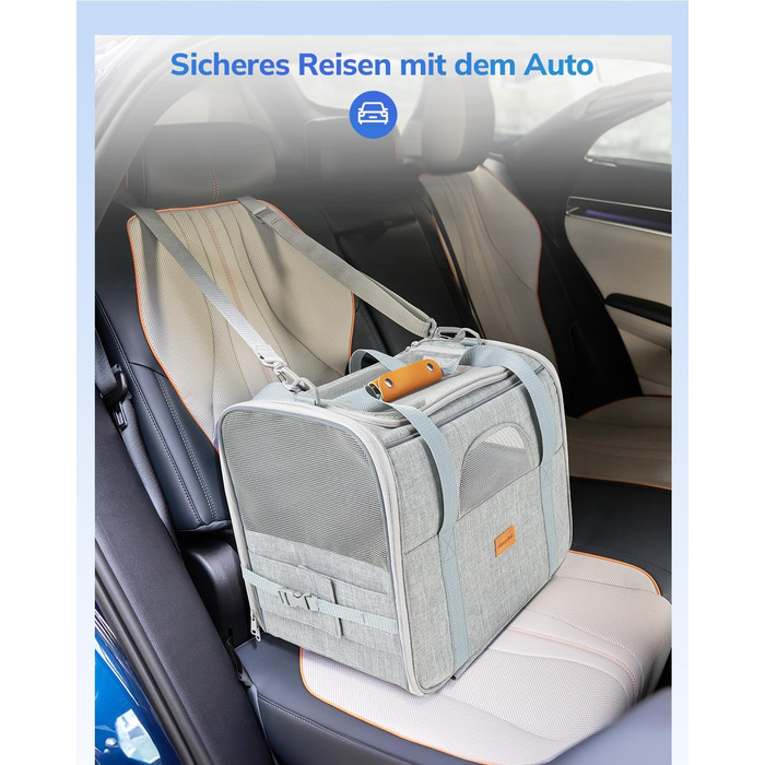 Транспортна переноска для котів та цуценят Morpilot до 5 кг з роликами та trolley, сіра