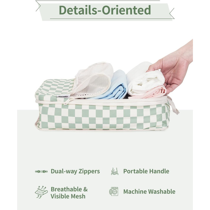 Набір органайзерів для валізи Narwey (6 шт.) - компресійні куби для пакування, рюкзак, органайзери для подорожей (в комбінованому клетчатому стилі)