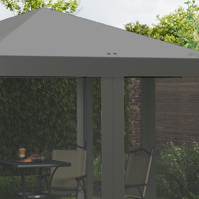 Outsunny Folding Gazebo, Folding Tent 3x3m with Side Walls incl. Carrying Bag Metal and Oxford light grey and black for Garden and Events