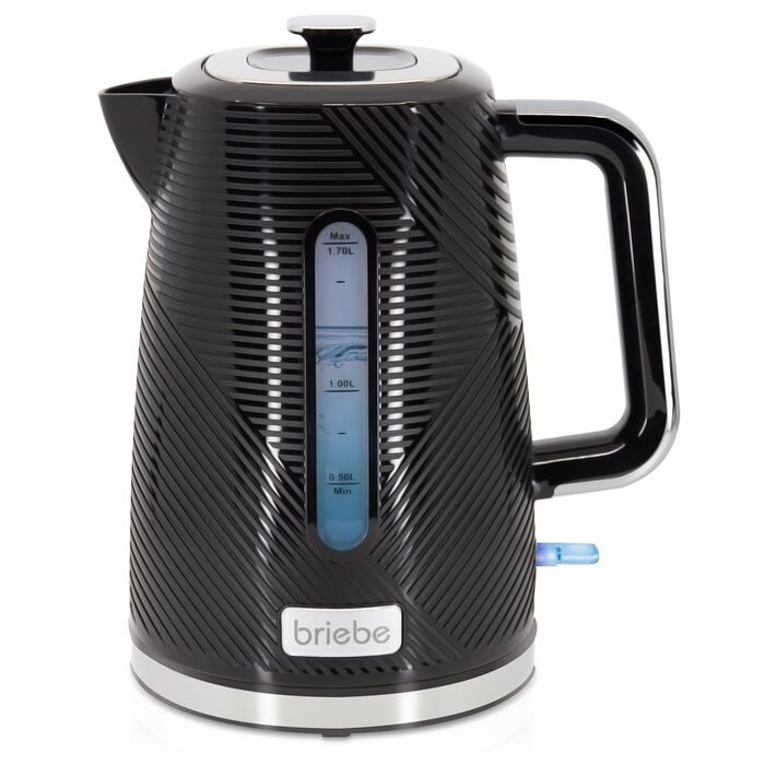 Електричний чайник Breibe Elegance 1.7L: Швидкий нагрів, BPA-free, 360° обертання, Strix, автоматичне відключення, бездротовий, чорний