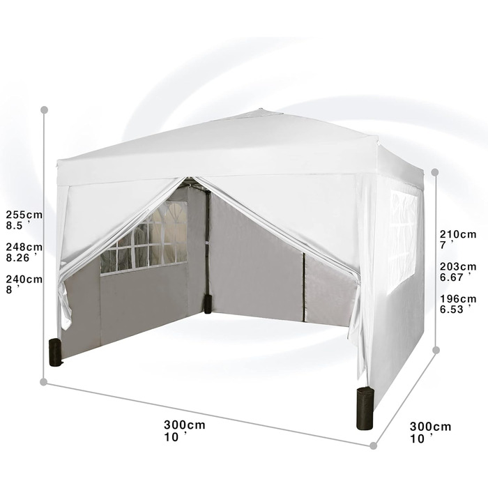 Pavilion with silver protective coating, waterproof, 3 x 3 m, White