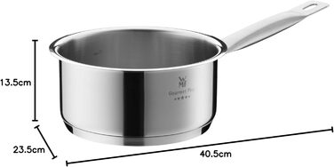 Каструля WMF Gourmet Plus 16 см з нержавіючої сталі Cromargan® з металевим кришкою та відводом пари, 1.4 л, для індукційних плит, з внутрішньою міткою, матова, з ручкою