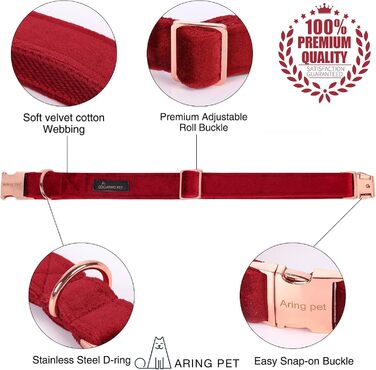 Нашийник та поводок для собак Aring Pet, нашийник та поводок, регульований нашийник для маленьких, середніх та великих собак (L, червоний)