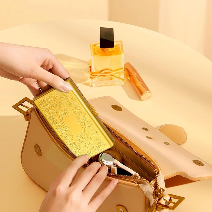 Вінтажне металеве етої для сигарет з запальничкою J6, вміщує 12 шт. сигарет (100 мм), органайзер для RFID-карт та грошей