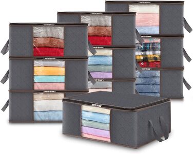 Органайзер для зберігання Lifewit 5L - коробка для постільних речей, одягу, ковдр. Сірий колір, з прозорим вікном.