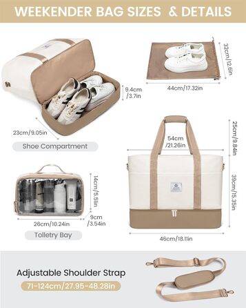 Сумка-валіза LOVEVOOK для жінок, водонепроникна, 42L, зелено-бежева. Ідеальна для подорожей, спортзалу, пологів та Ryanair. Має відділення для взуття та клінічна сумка.