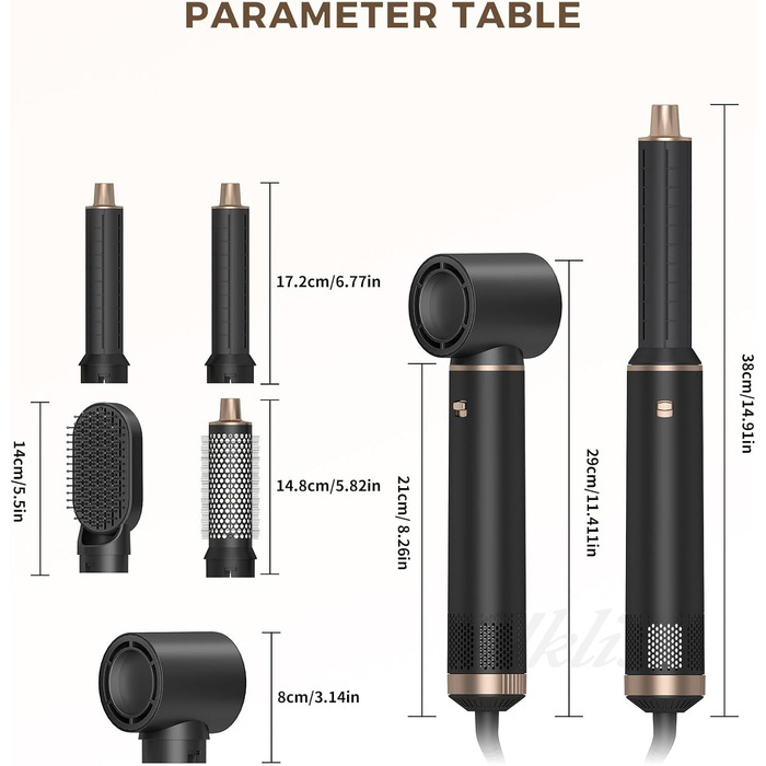 Airstyler 5 в 1: Фен-щітка, плойка, фен для волосся, чорний (1000W)