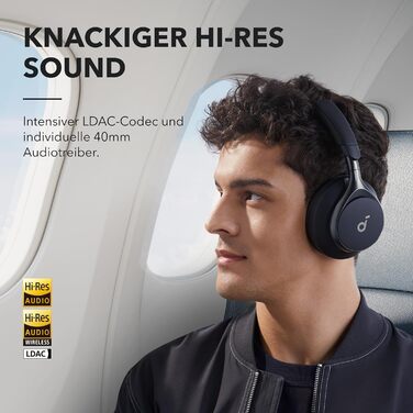 Soundcore Space One: Бездротові навушники Over-Ear з активним шумозаглушенням, Bluetooth 5.3, Hi-Res Audio (Чорний)