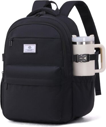 LOVEVOOK Рюкзак для жінок, 15.6 дюймів, рюкзак для ноутбука, шкільний рюкзак для дівчаток-підлітків, водонепроникний, з багатьма відділеннями, сучасний рюкзак для роботи, школи, подорожей, чорний