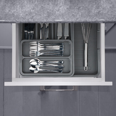 Relaxdays Extendable Cutlery Box in Dark Grey
