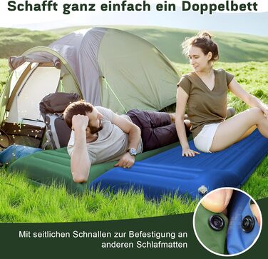 MILFECH Килимок для кемпінгу самонадувний, 14 см, з інтегрованими подушками та насосом для ніг, ультралегкий, водонепроникний, для відпочинку на природі, туризму, зелений