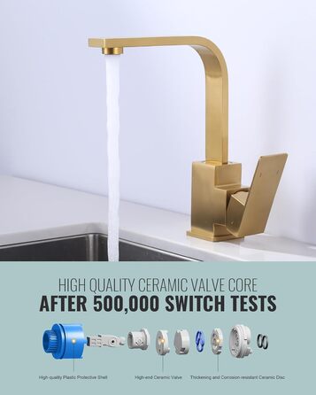 Кухонний змішувач з нержавіючої сталі, поворотний на 360°, для кухні, вантажівки, ванної кімнати, золотий
