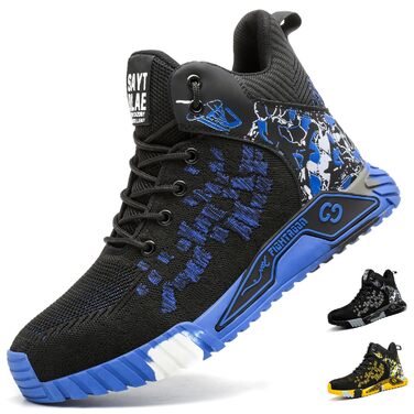 Черевики робочі чоловічі та жіночі, захисні, спортивні, з металевим носком, антиковзаючі, розмір 37-46 EU, колір блакитний