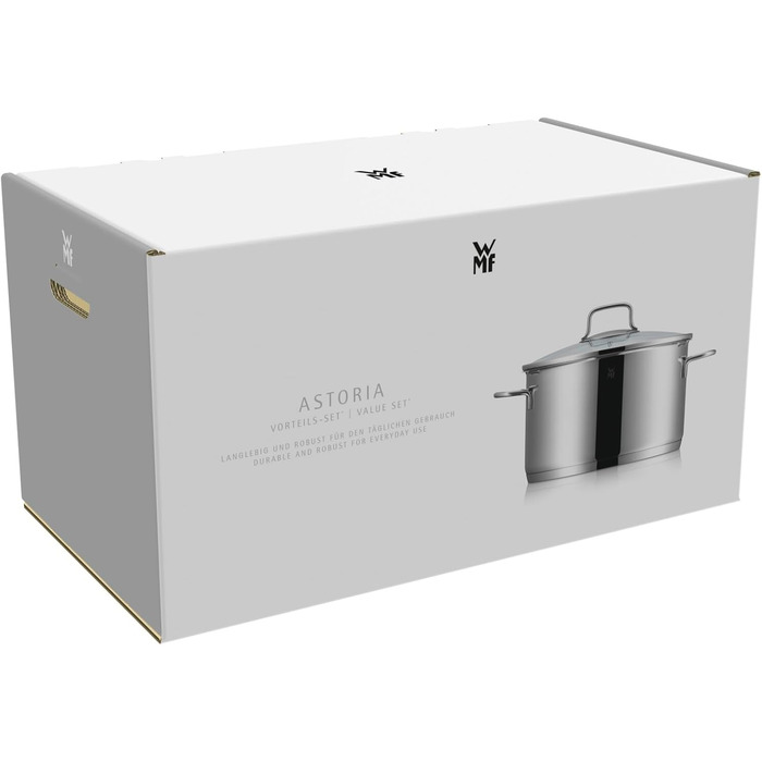 Набір каструль WMF Astoria 6 шт. для індукції, з кришками, полірована нержавіюча сталь Cromargan, без покриття